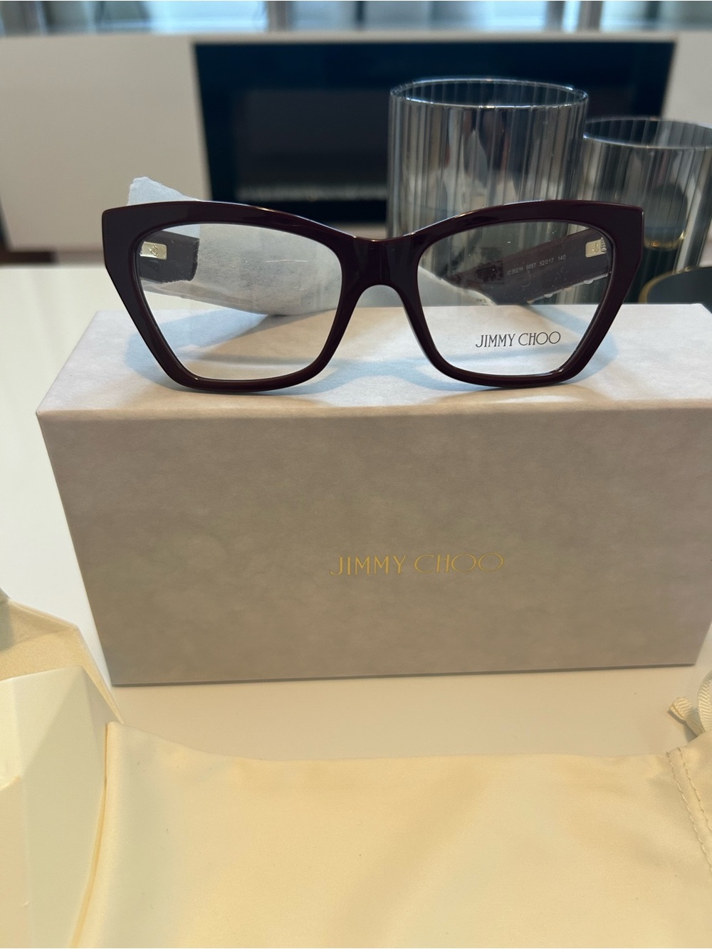 Brand New Jimmy Choo Women's Deep Burgundy Cat-Eye Frame